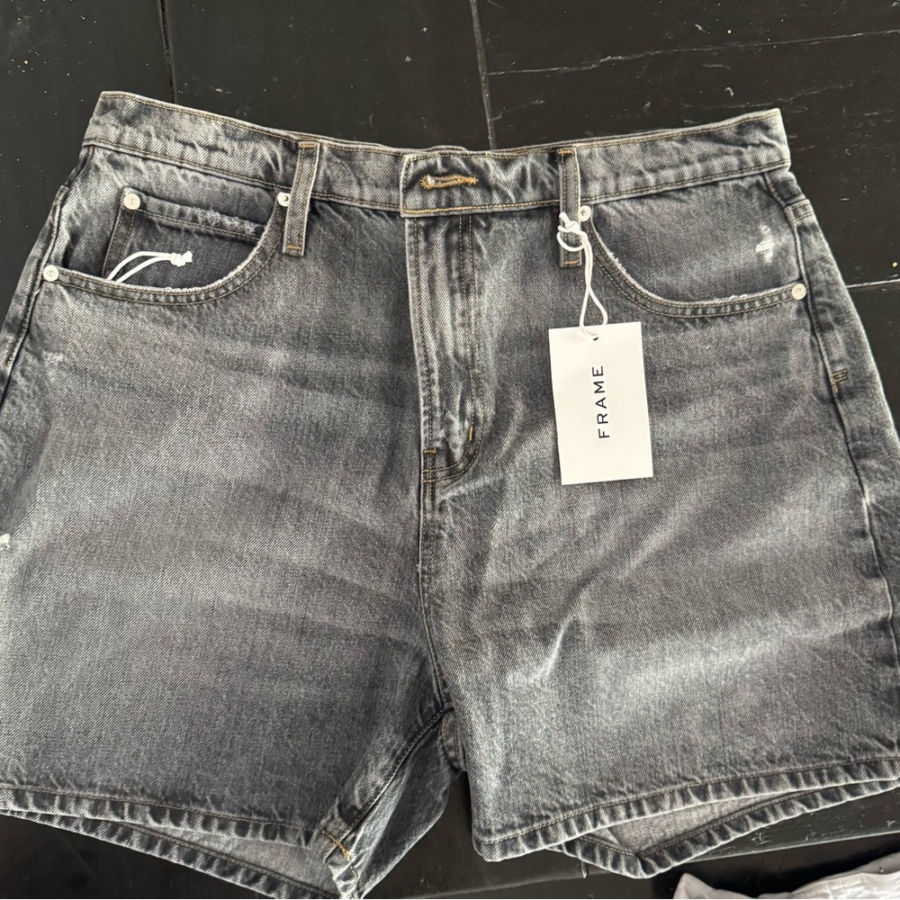 Frame Denim Gray/black Denim Shorts